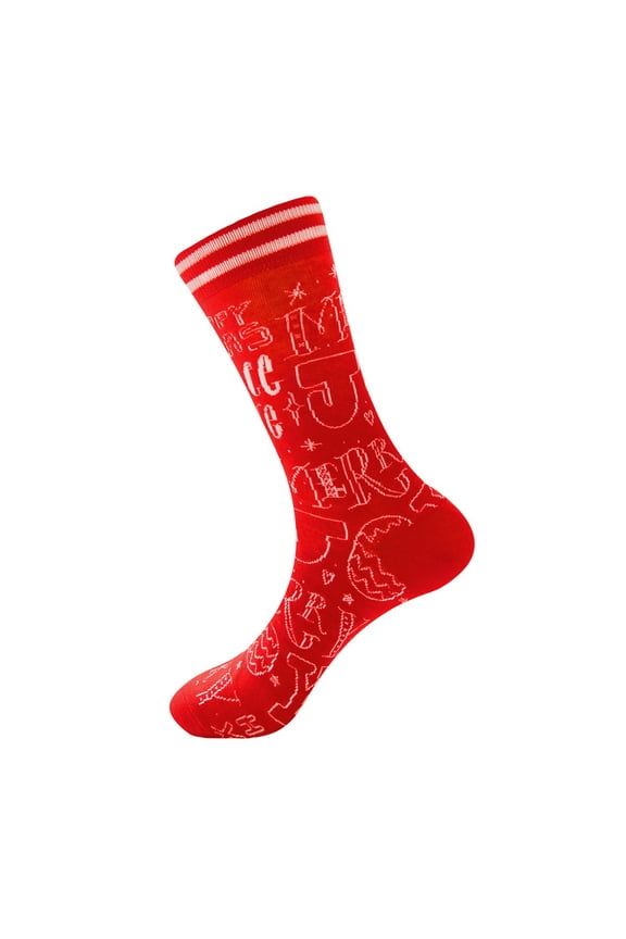 Clearance Sale Ukumplol Mens Socks Christmas Stockings Men's Warm Socks Cotton Pad Sports Leisure Socks Christmas Pattern Socks Grip Socks E One Size