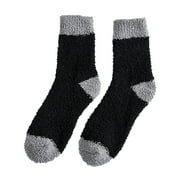 Clearance Sale Ukumplol Mens Socks Wool Socks Mens Men Fuzzy Socks Winter Coral Socks Middle Cute Home Solid Stocking Stuffers for Adults Men Black One Size