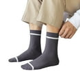 thumbnail image 1 of Clearance Sale Ukumplol Mens Socks Wool Socks Mens 1 Pairs Male Casual Striped Socks Solid Breathable Middle Socks Stocking Stuffers for Adults Men Dark Gray One Size, 1 of 5