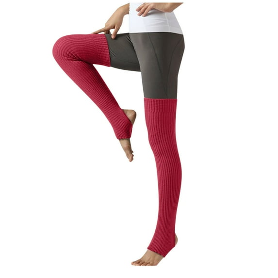 Clearance Sale Ukumplol Socks for Women Heated Socks Solid Knitted Leggings Warm Knee Women's Socks Yoga Ballet Socks Dance Socks Thigh High Socks Watermelon Red One Size