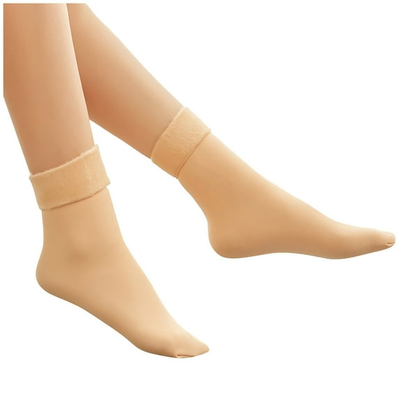 Clearance Sale Ukumplol Socks for Women No Show Socks Womens Thicken Soft Women Socks Wool Casual Winter Solid Thermal Socks Ankle Socks Beige One Size