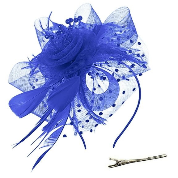 Uooqdmx Bobby Pins, Fascinators Hats for Women Hat for Tea Party Bridal Wedding Cocktail Mesh Flower Clip Hair Accessories for Women, Hair Ribbons Blue One Size