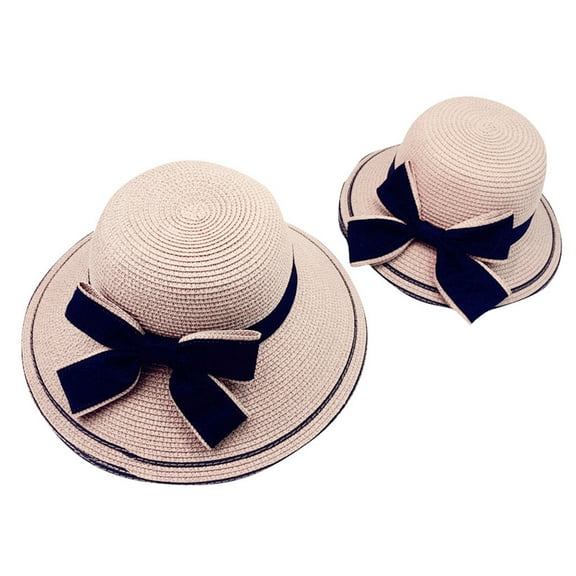 Uooqdmx Cowboy Hat, Beach Hats for Women Sun Parent-Child Beach Cap Bow Brim Kids Flat Hat Girl Baseball Caps Sun Hats for Women, Fascinators Hats for Women Pink One Size
