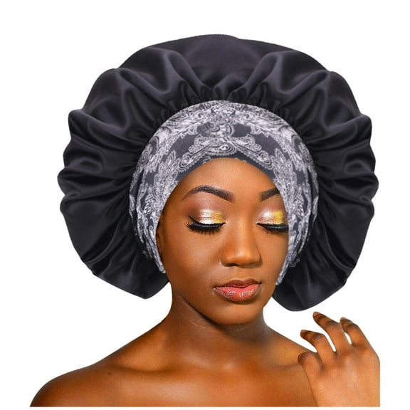 Uooqdmx Skincare Headband, Sweatbands for Women Elastic Headband Satin Bonnet Hat Sleep Cap Women Beauty Salon Scrunchies, Hair Ribbons Black One Size