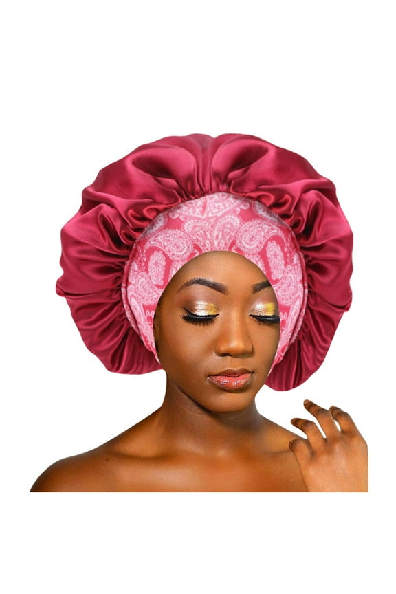 Skincare Headband, Sweatbands for Women Elastic Headband Satin Bonnet Hat Sleep Cap Women Beauty Salon Scrunchies, Hair Ribbons Red One Size