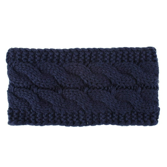 Uooqdmx Skincare Headband, Sweatbands for Women Women Fashion Keep Warm Knitting Headband Handmade Sport Hairband Scrunchies, Hair Ribbons Navy One Size