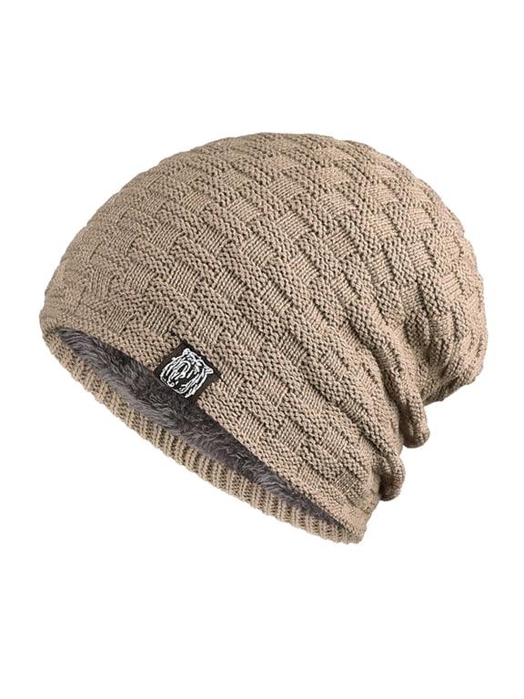 Trucker Hat, Beanie for Women Handmade Ear Warm Wool Cap Cotton Slouchy Hat Knitted Hat Windproof Cold Sweat Hat Winter Hats for Women, Hats for Women Khaki One Size