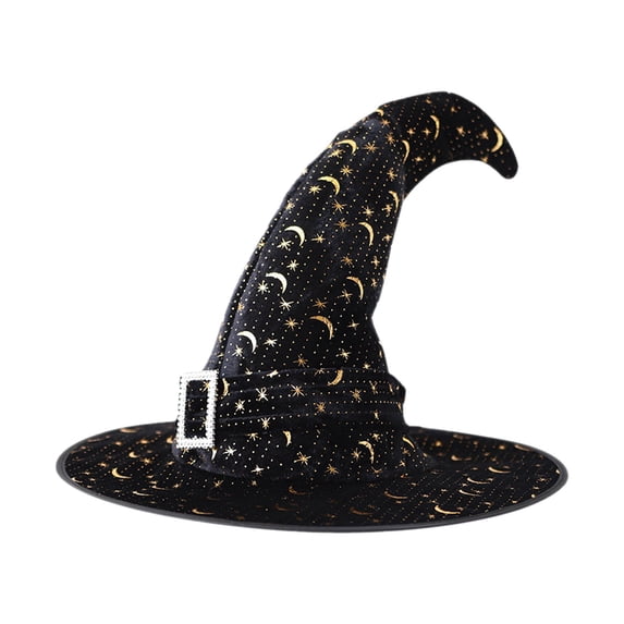 Clearance Sale | Velvet Witch Hat with Bent Tip and Belt, Adult Cosplay Accessory for Halloween Costume