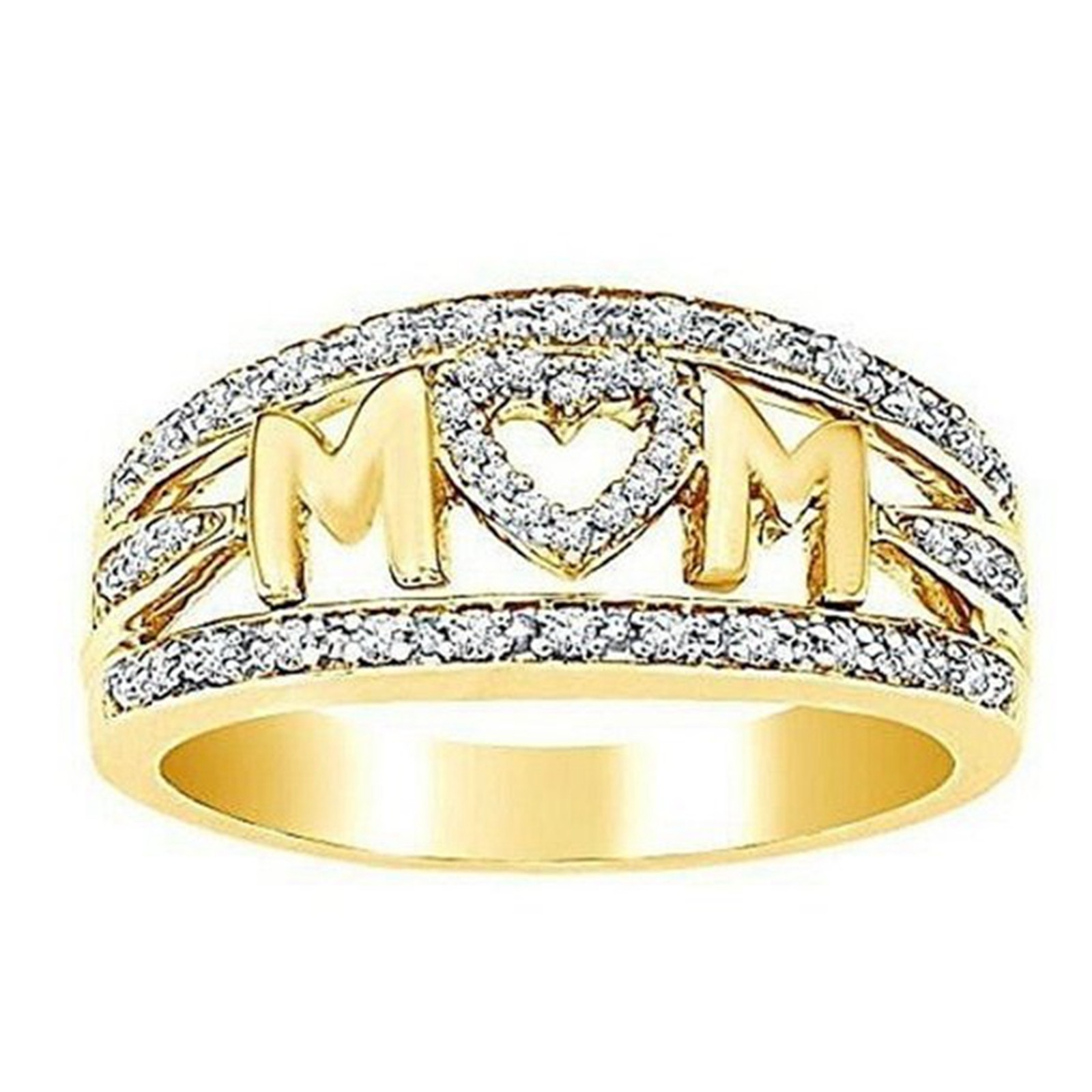 Clearance Sale! WEANT Women 18K Gold Ring Women's Ring Rhinestone Inlaid Letter Ring Gift Summer Jewelry Gold