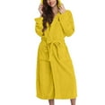 thumbnail image 1 of Hot Sale!! Fuzzy Soft Robes for Women, Long Plush Hooded Robe Fluffy Warm Bathrobes Soft Bathrobe for Womens, Cute Long House Coat with Pockets Yellow 3XL, 1 of 4