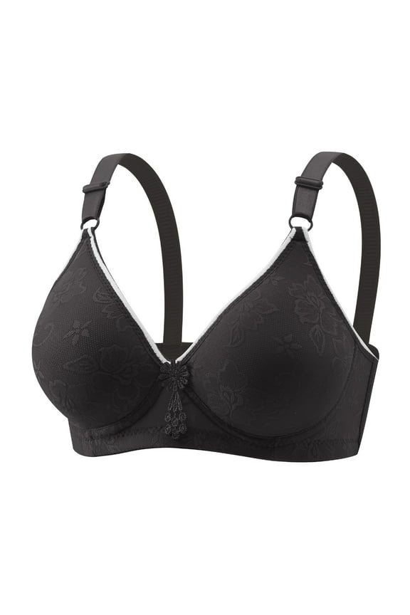 Wirefree Support Bras For Women, Full Coverage No Underwire, Adjustable Straps For Custom Fit, Ultra Soft Breathable Fabric Black 36B Size