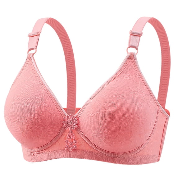 Wirefree Support Bras For Women, Full Coverage No Underwire, Adjustable Straps For Custom Fit, Ultra Soft Breathable Fabric Watermelon Red 42B Size