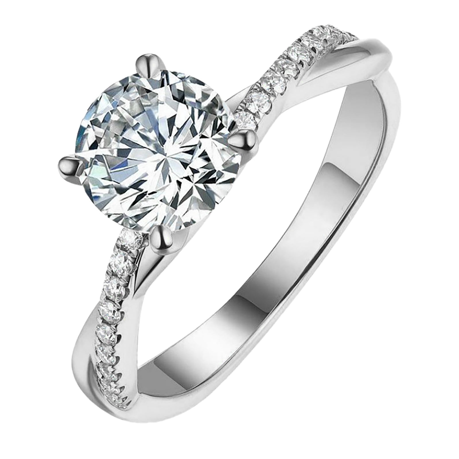Clearance Sale- Women 925 Gold,Silver Ring White Rhinestone Wedding ...