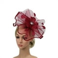 thumbnail image 1 of Clearance Sale! Women Hat Headwear Church Feather Clip Fascinators Hat Wedding Party Cap for Wine One Size, 1 of 3