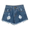 thumbnail image 1 of Clearance Sale Women High Waist Jeans Causal Ripped Hole Denim Jeans Shorts Fraying Edges Short Pants Plus Sizes, 1 of 6