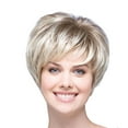 Clearance Sale Women Natural Short Wavy White Gradient Wig Rose Net