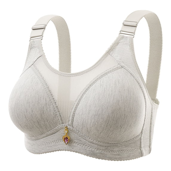 Women'S Posture Support Bra For Seniors, Anti-Sagging Comfort Fit, Breathable Wireless Support, Back Pain Relief, Full Coverage Design Grey A Size