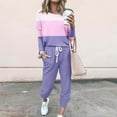 thumbnail image 1 of Clearance Sale Women Sweatsuits Sets 2023 Clearance Sale Lounge Sets for Women Sweatsuit Set Plain Color Block Two Piece Outfit Long Sleeve Jogger Pant Workout Athletic Tracksuits, 1 of 5