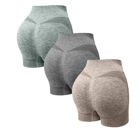 Clearance Sale! Women's 3 Packs Workout Gym Shorts, High Waisted Butt Lifting Scrunch Butt Seamless Booty Shorts L Size