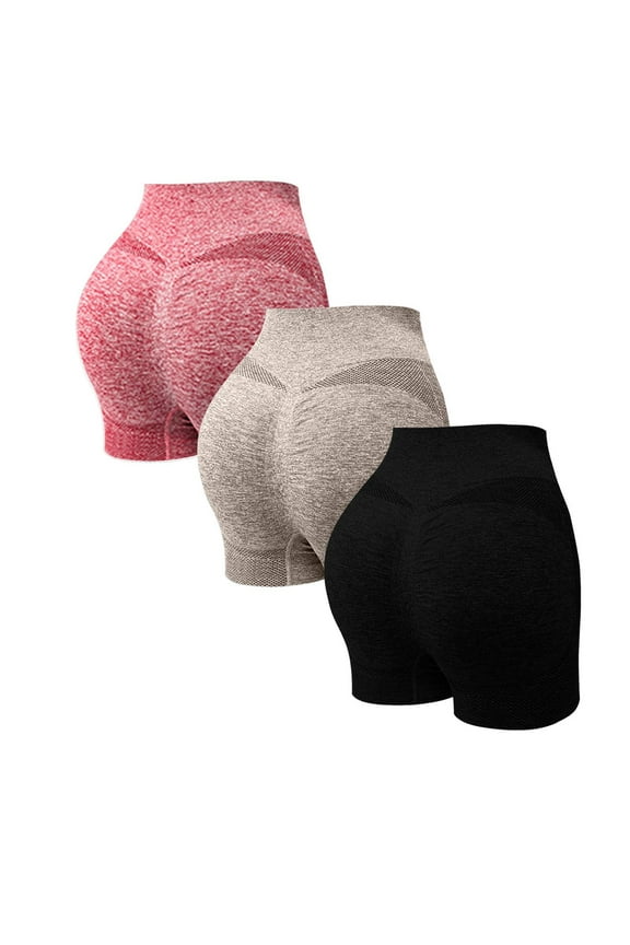 Clearance Sale!! Women's 3 Packs Workout Gym Shorts, Butt Seamless Booty Cycling Shorts Women's High Waist Yoga Shorts Scrunch Butt Lifting Workout Shorts Running Gym Biker Shorts for Womens B S