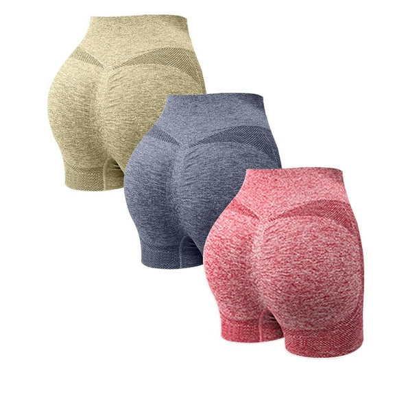 Clearance Sale!! Women's 3 Packs Workout Gym Shorts, Butt Seamless Booty Cycling Shorts Women's High Waist Yoga Shorts Scrunch Butt Lifting Workout Shorts Running Gym Biker Shorts for Womens M Xxl