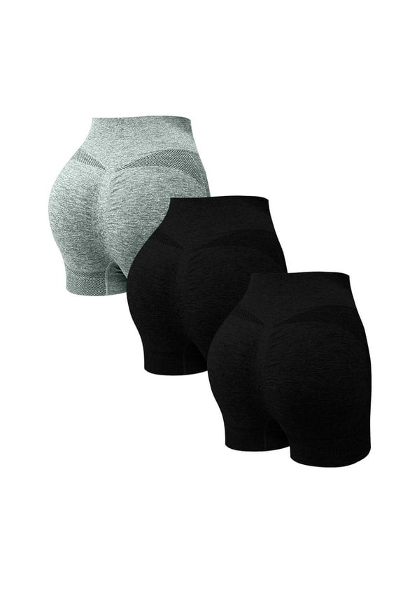 Clearance Sale! Women's 3 Packs Workout Gym Shorts, High Waisted Butt Lifting Scrunch Butt Seamless Booty Shorts L Size