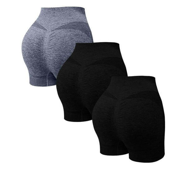 Clearance Sale! Women's 3 Packs Workout Gym Shorts, High Waisted Butt Lifting Scrunch Butt Seamless Booty Shorts M Size