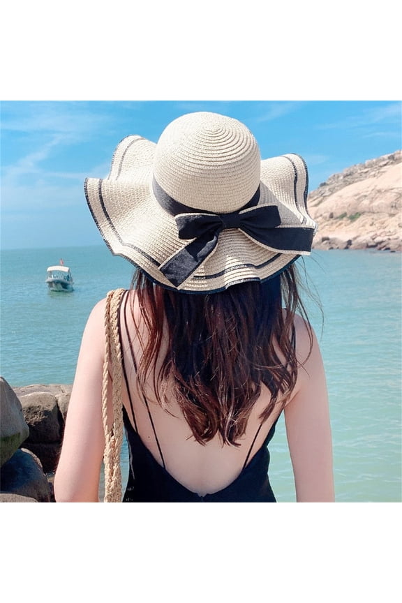 Clearance Sale!! Women's Beach Sun Straw Hat Uv Upf 50+ Travel Foldable Brim Summer Uv Hat Spring Summer Mesh Sunshade Hat Flower Temperament Wedding Dress Hat Sun Hat Fashion Hat for Woman Bg1