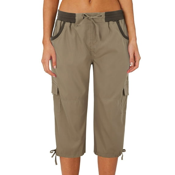 Clearance Sale! Women's Cotton Linen Cargo Capri Pants Summer Loose Fit Cropped Casual Multi Pocket Outdoor Sports Comfortable Lightweight Trousers XXXL Size Grey
