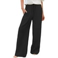 thumbnail image 1 of Women's Cotton Linen Palazzo Pants High Waist Wide Leg Baggy Casual Comfortable Breathable Spring Autumn Loose Fit Versatile Trousers Black XXXL Size, 1 of 9