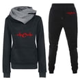 thumbnail image 1 of Clearance-Sale Women's Fashion Casual Color Oversized Sleeve Lounge Sets Casual Tops And Pants 2 Piece Outfits Sweatsuit(Black,S), 1 of 2