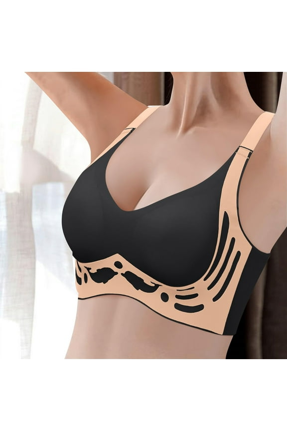 Women's Full Support Wireless Bra Lift & Shape Technology Plus Size Comfortable Seamless Design for Mature Women High Impact Coverage Black L Size
