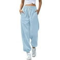 thumbnail image 1 of Clearance Sale! Women's High Waist Tapered Joggers With Pockets Lightweight Lounge Pants Elastic Waist Comfy Workout Yoga Casual Athletic Sweatpants For Women Light Blue S Size, 1 of 7