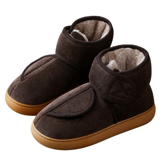 Women's Men's Diabetic Shoes Extra Wide Width Diabetic Boots Warm Slip-on Lymphedema Shoes Adjustable Closure Walking Shoes for Elderly Swollen Feet (Brown47-48)