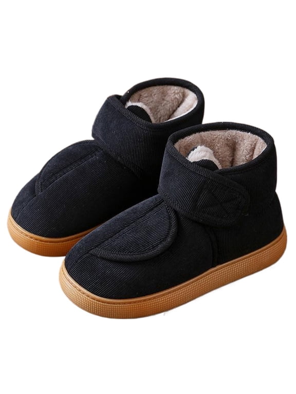 Women's Men's Diabetic Shoes Extra Wide Width Diabetic Boots Warm Slip-on Lymphedema Shoes Adjustable Closure Walking Shoes for Elderly Swollen Feet (black47-48)
