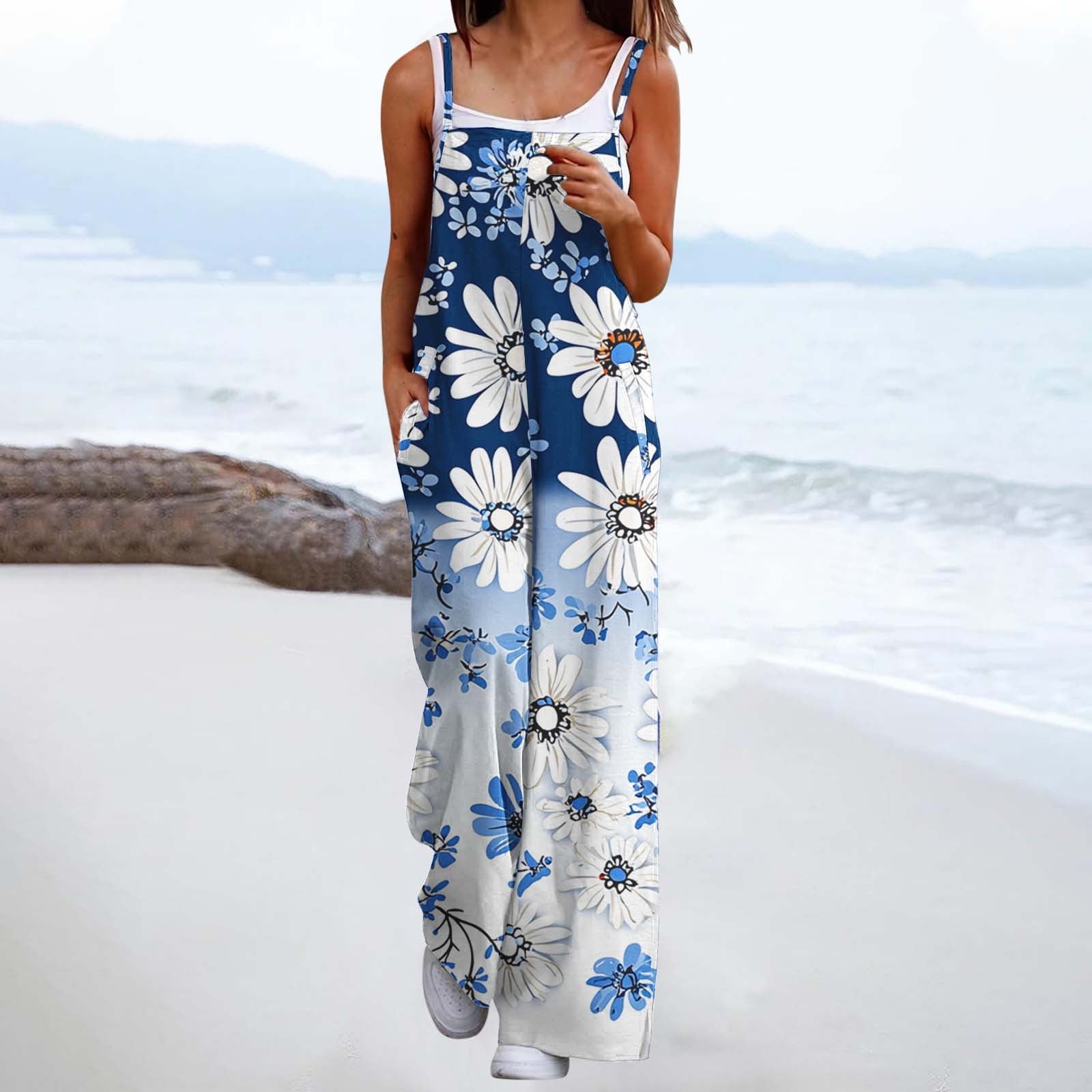 chinese dress ladies Royal Blue Maxi Romper with Criss Cross Back