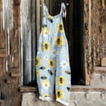 thumbnail image 1 of Clearance Sale Women's Patchwork Dual Pocket Jumpsuit Loose Floral Print Bohemian Wide Leg Bib Overall Blue S, 1 of 5