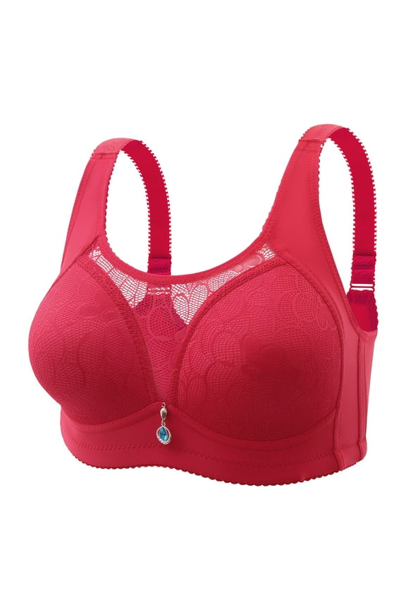 Women's Posture Correcting Orthopedic Bra, Anti-Sagging Support Bra for Senior Women, Comfortable Fit Breathable Wirefree Back Support Bra Red F Size