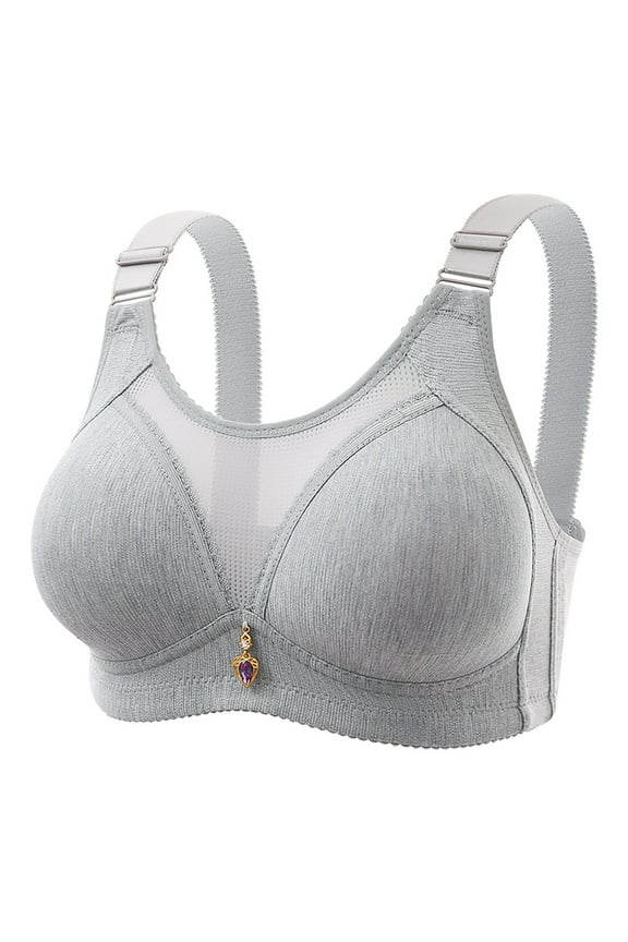 Women's Posture Support Bra for Seniors AntiSagging Comfort Fit Breathable Wireless Support Back Pain Relief Full Coverage Design B Size Blue