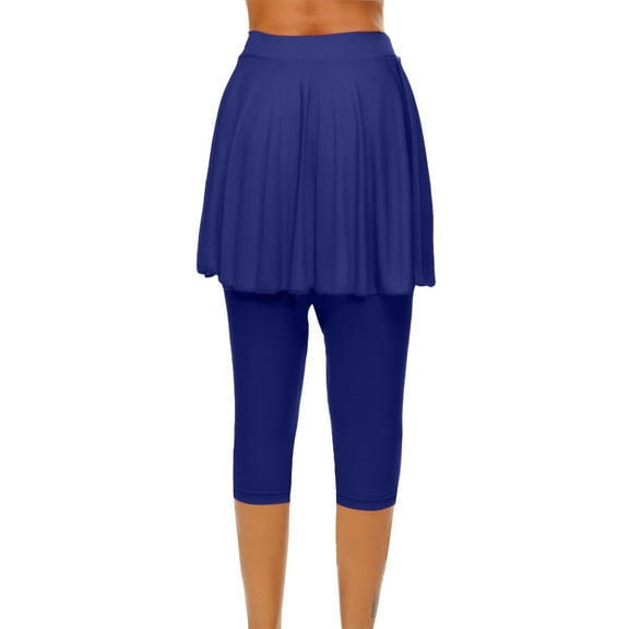 Clearance Sale! Women's Tennis Golf Skorts Skirted Leggings High Waist Yoga Legging With Skirts Gym Athletic Skirt Comfortable Sports Running Blue XL Size