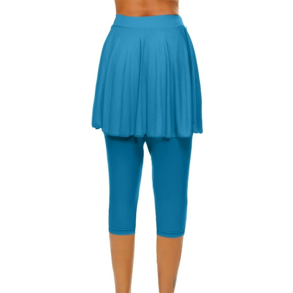 Clearance Sale! Women's Tennis Golf Skorts Skirted Leggings High Waist Yoga Legging With Skirts Gym Athletic Skirt Comfortable Sports Running Sky Blue M Size