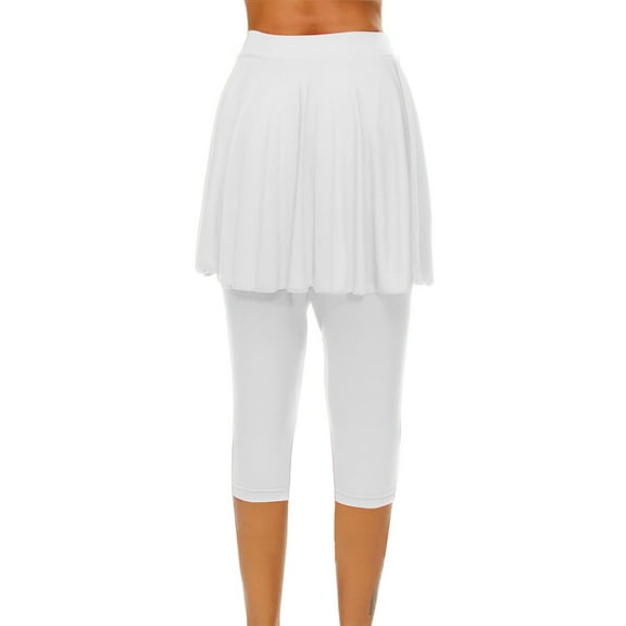 Clearance Sale! Women's Tennis Golf Skorts Skirted Leggings High Waist Yoga Legging With Skirts Gym Athletic Skirt Comfortable Sports Running White M Size