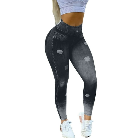 2025 Sale Womens Jeans Women's Yoga Leggings Pant Ankle Length Pants For Running Sports High Waist Fitness Leggings Yoga Pants Casual Denim Pants