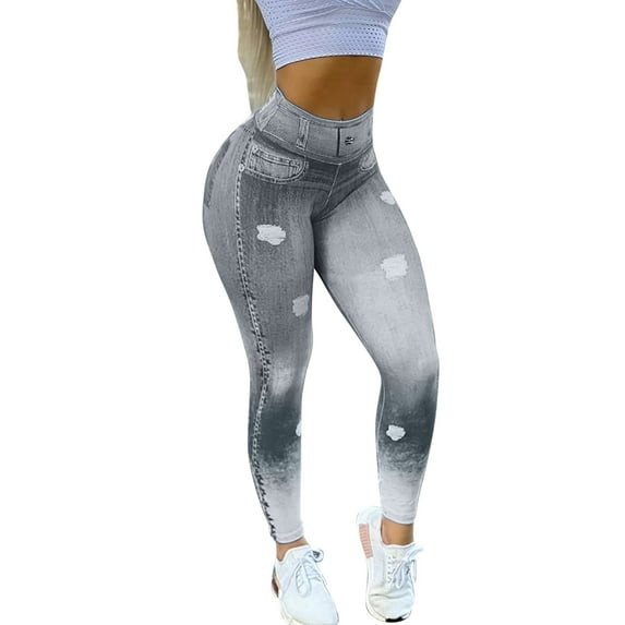 2025 Sale Womens Jeans Women's Yoga Leggings Pant Ankle Length Pants For Running Sports High Waist Fitness Leggings Yoga Pants Casual Denim Pants