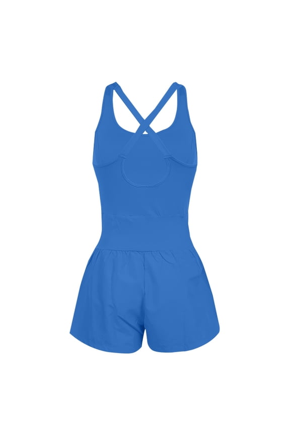 Clearance Sale!! Womens Running Onesie Workout Rompers Athletic Romper One Piece Outfits Exercise Jumpsuits Gym Yoga Clothes Summer Slim Fit Sleeveless Spaghetti Strap Hollow Out Backless Jumpsuits