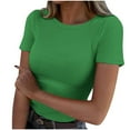 thumbnail image 1 of Womens Short Sleeve Tops Cotton Summer Tops 2025 Crewneck T Shirts Solid Color Tops Under 10 Dollars Shirts Slim Fit Tshirt Items, 1 of 6