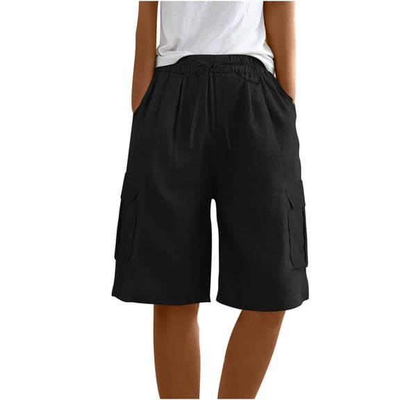 Clearance Sale! Workout Shorts Women, Women's Summer Cotton And Linen Solid Color Loose Straight Leg Pants With Pockets And Drawstring