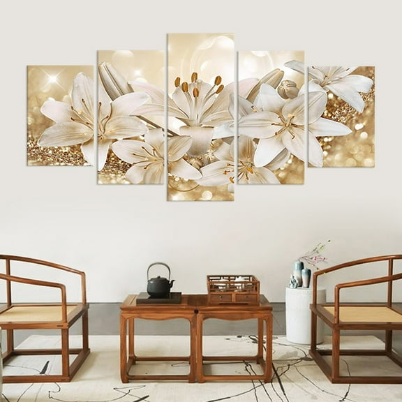 Clearance Sale!Xeedi Living Room Decor,Room Decor,Fashion Wall Art Canvas Painting 5 Pieces Fashion Beautiful Flower,Artwork for Walls,Home Decor