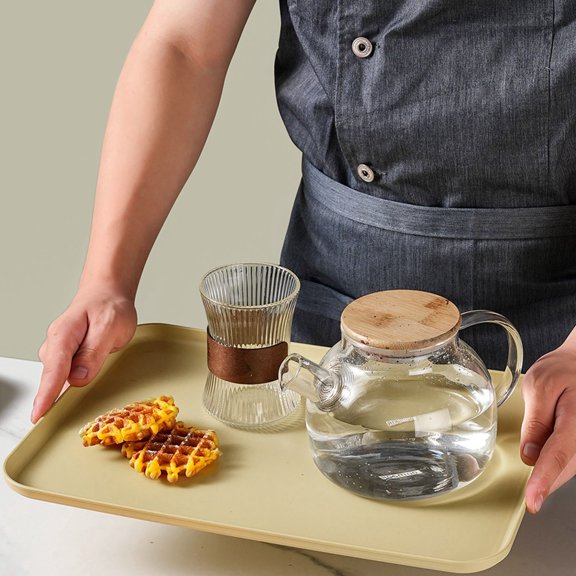 Clearance Sale!Yellow Style A Rectangular Borosilicate Glass Fruit Tray, Multi-Purpose Serving Platter for Home Living Room Desserts, Salads and Hotel Tea Sets