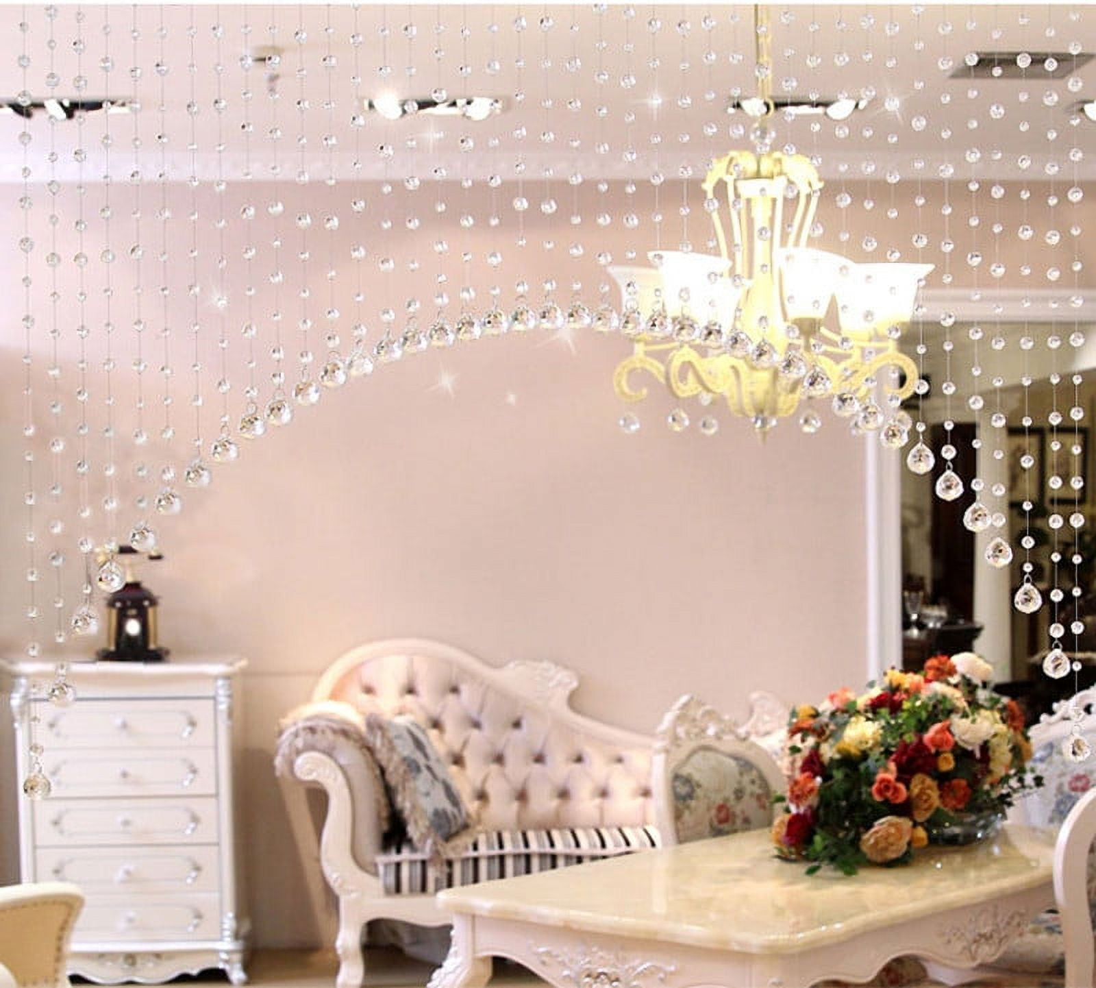 Clearance Sale! Yuoaen Curtain, 1 Luxury Glass Beads Door String Tassel Curtain Wedding Divider Panel Room Decor Clear